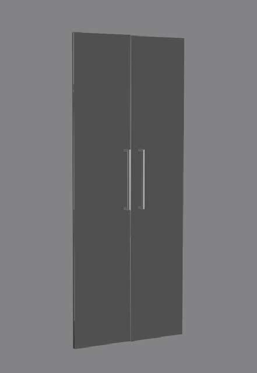 Vorbautüren-Set MODUS, Farbe: anthrazit, zu Einzelregal 80 x 38 x 185cm, 5 Ordnerhöhen, Griffe Edelstahl.