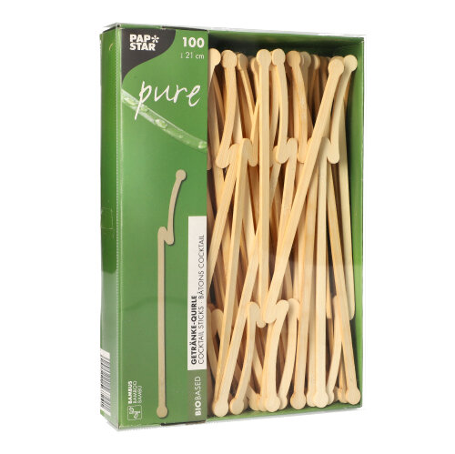 100 Getränke-Quirle, Bambus "pure" 21 cm "Flash" von PAPSTAR