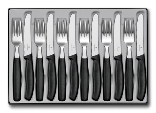 Victorinox Swiss Classic Tafelbesteck mit Tomatenmesser, 12-teilig, schwarz