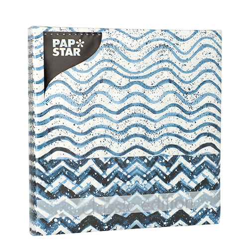 20 Servietten, 3-lagig 1/4-Falz 33 cm x 33 cm "Crazy Waves" von PAPSTAR