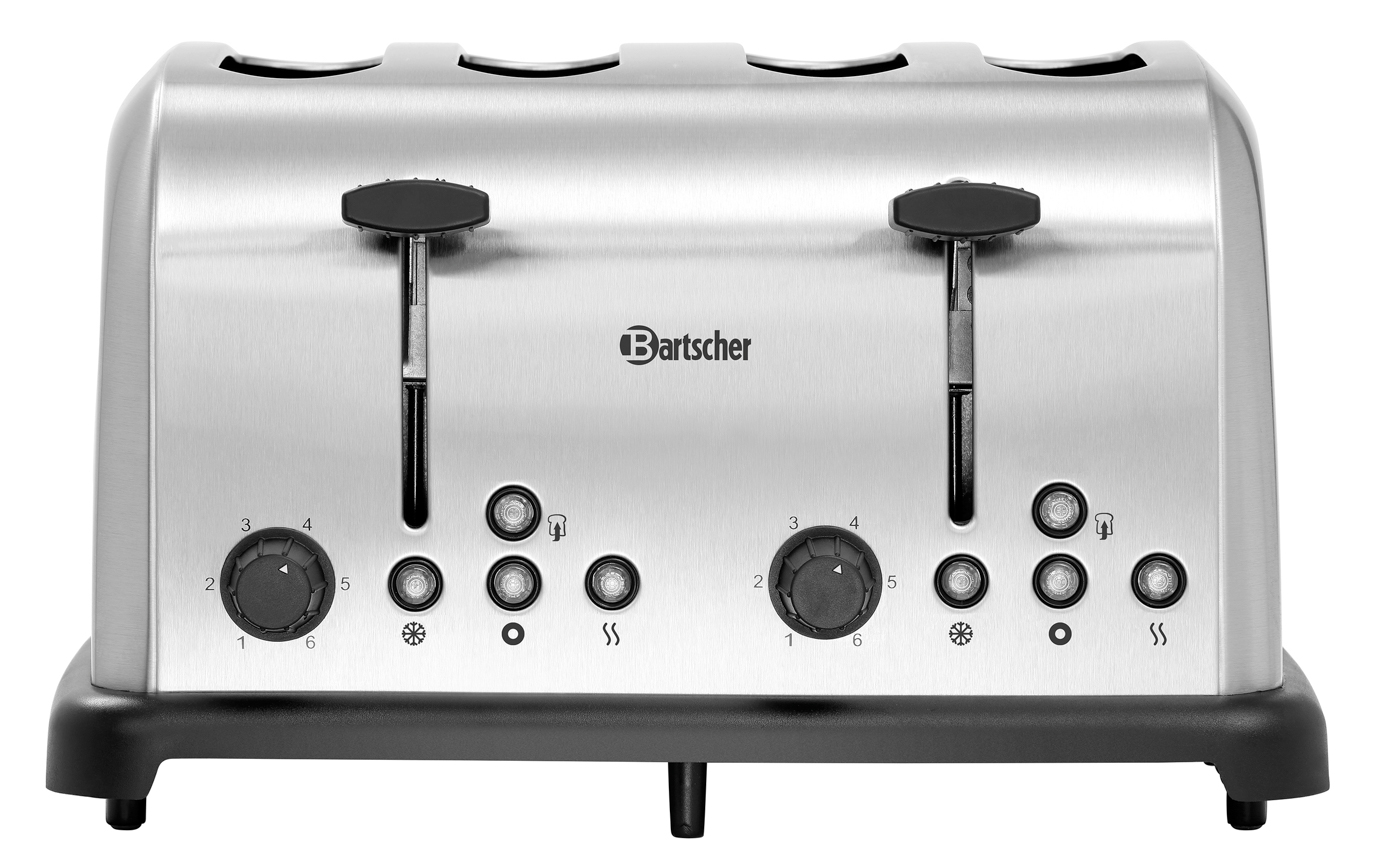 Bartscher Toaster TBRB40 | Kontrollleuchte:Auftauen ,Aufwärmen ,Bagel toasten ,Toasten |Maße: 32,5 x 28 x 17,0 cm.