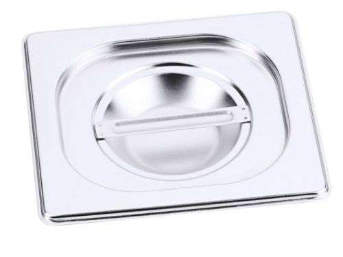 GN-Deckel für Serie 8600 aus Edelstahl, seidenmatt poliert, mit Griffmulde  GN: 1/6