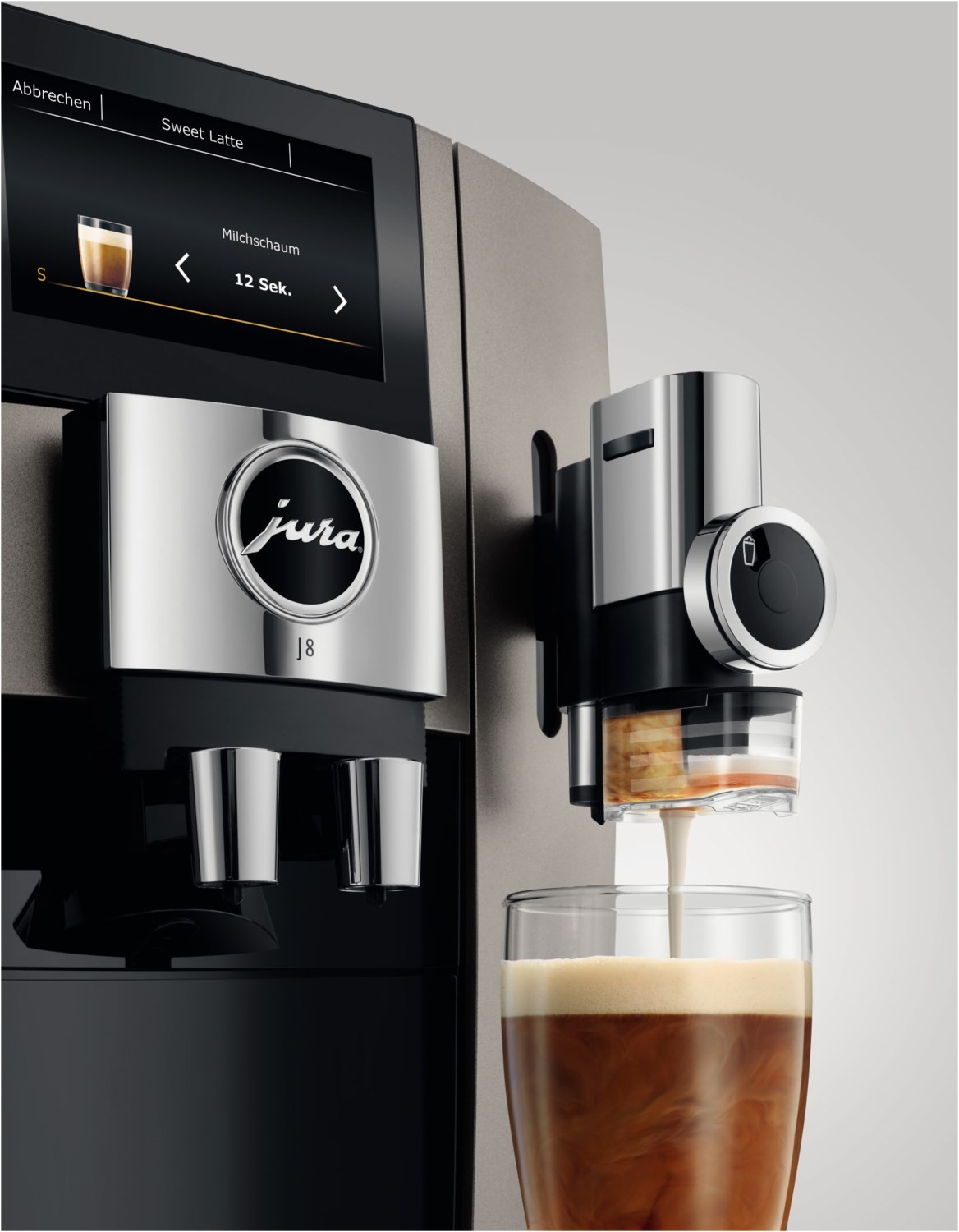 Kaffeevollautomat J8 "State of the Art", in Midnight Silver, 1,9Liter Füllmenge Wassertank, Breite 31,8cm, Höhe 34,8cm, Tiefe 44,6cm