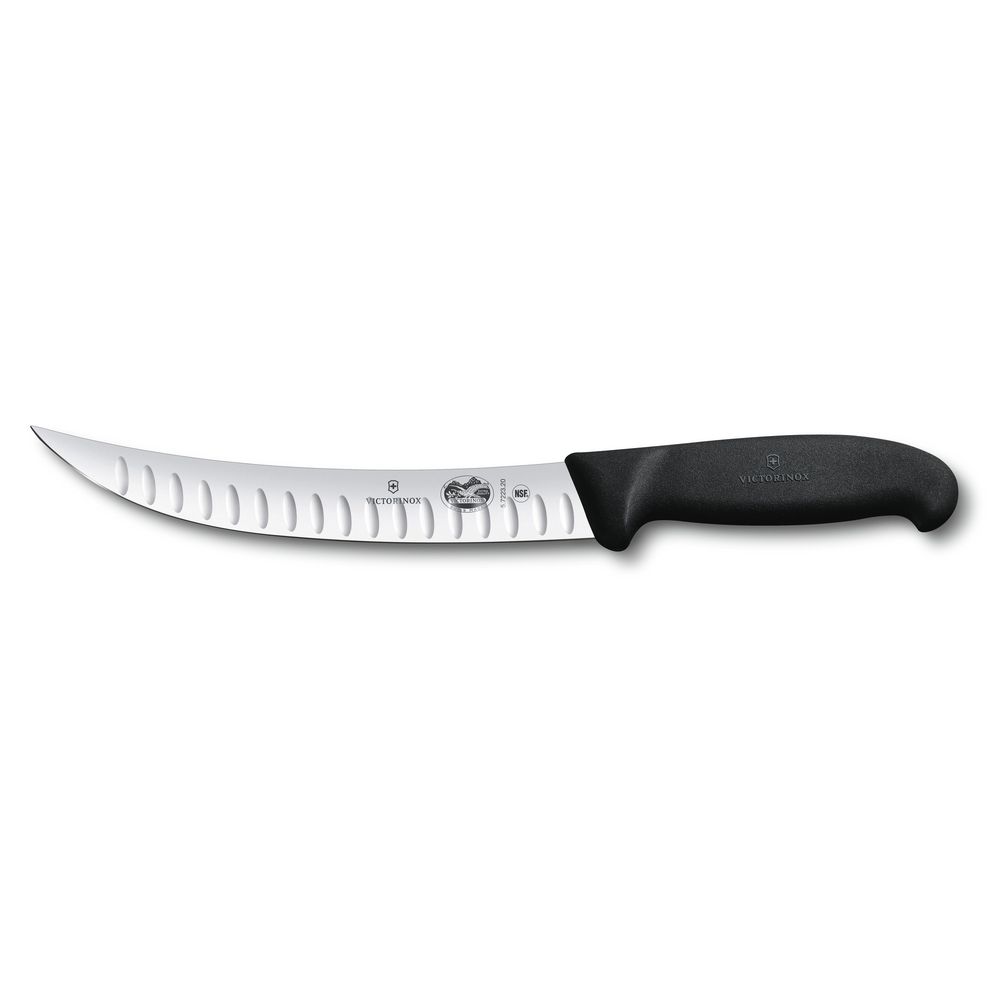 Victorinox Fibrox Schlachtmesser, Kullens., geb., schm. Klinge, 20cm, schw.