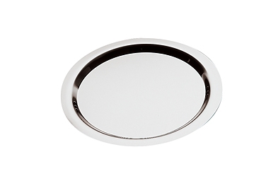 Tablett -FINESSE- Ø 38 cm, s= 0,8 mm 18/0 Edelstahl rund, glatter Rand spülmaschinengeeignet stapelbar