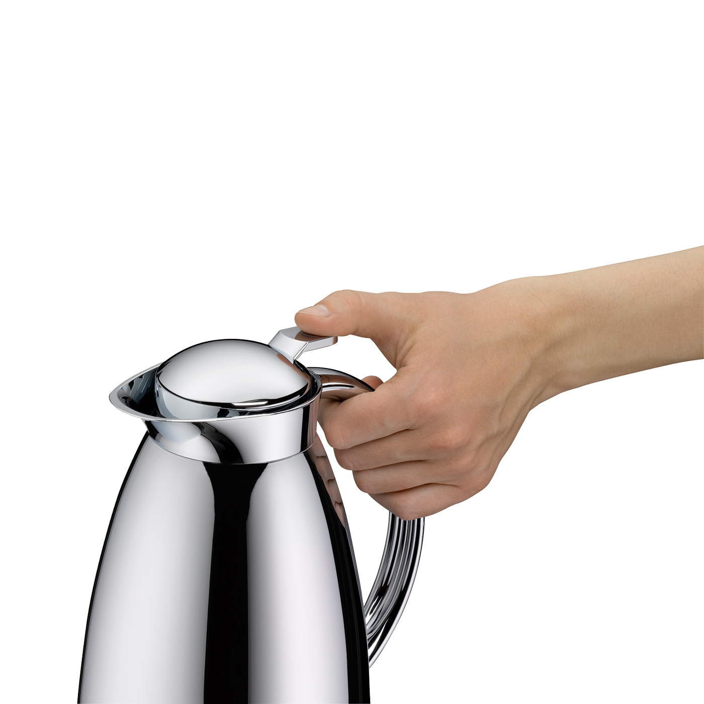 Isolierkanne Gusto stainless steel polished 1,0 l; Tisch Accessoire by Martin Hauenstein; hochwertiger Edelstahl mit Hartglaseinsatz