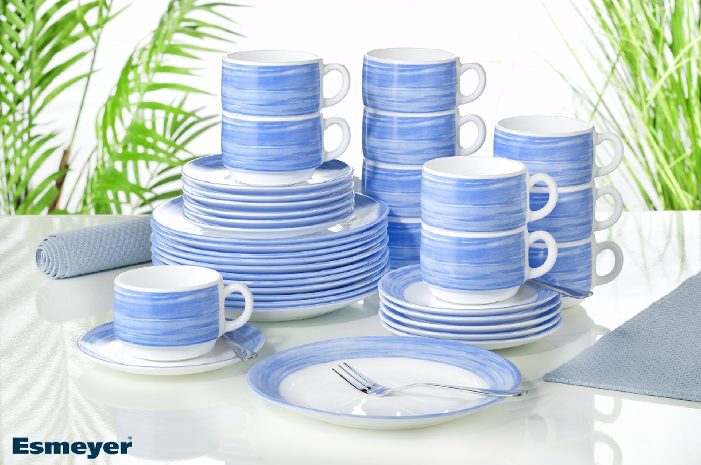 Dessertteller 19,5 cm aus Opalglas Form Brush - Blue  / Blau von Arcoroc