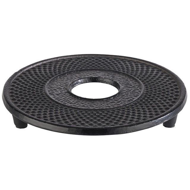 APS Untersetzer -ASIA-, Ø 13,5 cm, H: 1,5 cm, Gusseisen, schwarz, mit Antirutsch-Füßchen