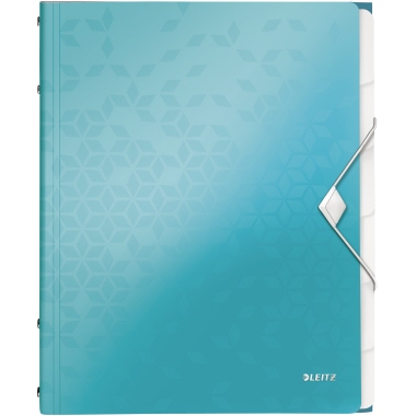 Leitz Ordnungsmappe WOW DIN A4 Polypropylen Farbe: eisblau Farbe des Fächerblocks: grau 6 Fächer