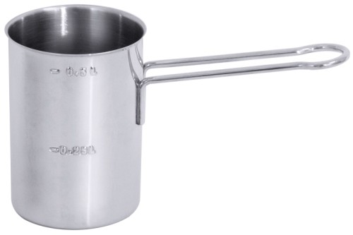 Milchaufschäumer aus Edelstahl 18/10, hochglänzend, mit Graduierung, schwere Qualität Durchmesser: 10 cm, Höhe: 15 cm, Stiellänge: 12,5