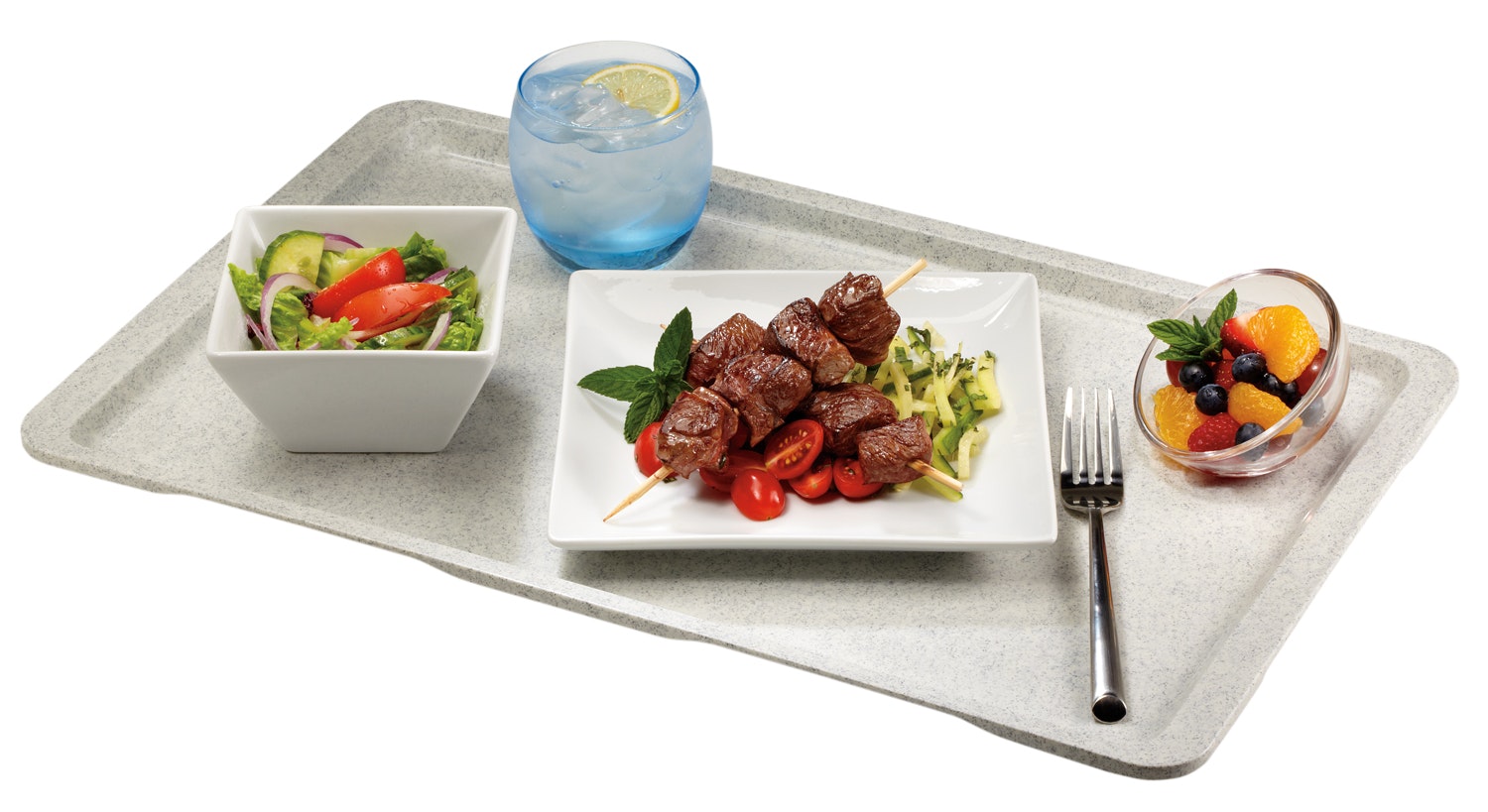 PK Polyester Lite Tablett mit glatter Oberfläche abgeflachten Kanten, Maße 460 x 344 mm Farbe: granit-schwarz