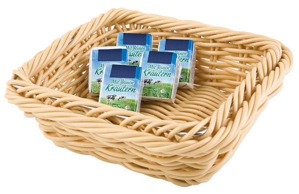 Gaspard FLECHTKORB GN-System - GN 1/6 - Polypropylen-Rattan - Farbe natur (ohne Inhalt) - Größe ca. 17,5 cm x 17 cm - Höhe 7 cm -