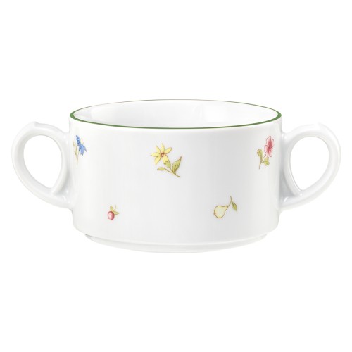 Seltmann Obere zur Suppentasse 0,30 l, rund, Form: Community, Dekor: 57389 Streublume grüne Linie, hohe Kantenschlagfestigkeit, Made in