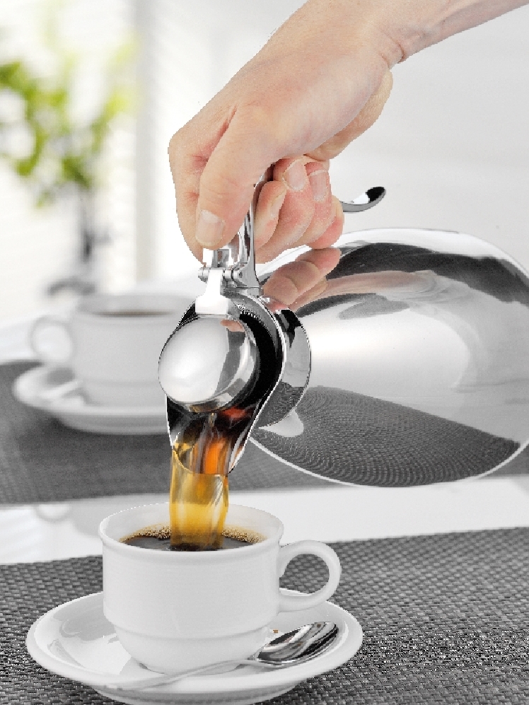 Isolierkanne PALACE, Inhalt: 1,0 Liter, Höhe: 225 mm, aus doppelwandigem Edelstahl 18/10, Einhandbedienung, Verschluss mit Dichtung