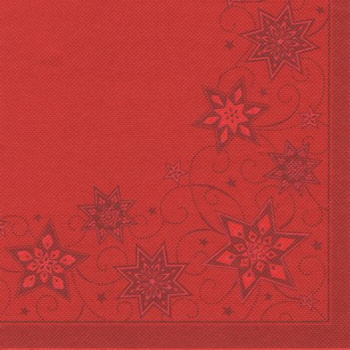 20 Servietten "ROYAL Collection" 1/4-Falz 40 cm x 40 cm rot "Just Stars" von PAPSTAR