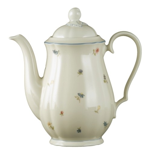 Seltmann Kaffeekanne 6 Personen, Form: Marieluise, Glasur: elfenbein, Dekor: 30308 Streublume