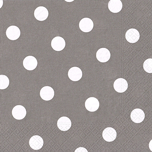 20 Servietten, 3-lagig 1/4-Falz 40 cm x 40 cm grau "Dots" von PAPSTAR