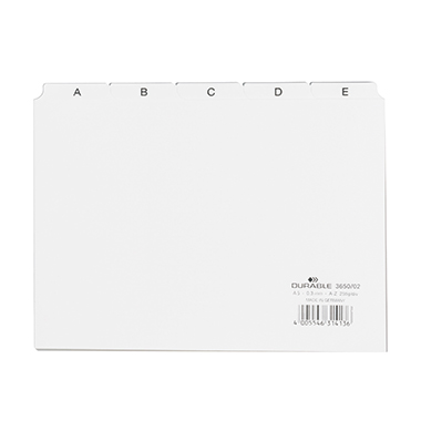 DURABLE Leitkarte DIN A5 quer A-Z Kunststoff weiß 25 Registerblätter