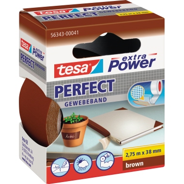 tesa® Gewebeband extra Power® Perfect Innenbereich, Außenbereich 38 mm x 2,75 m (B x L) braun
