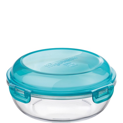 Frigoverre Evolution Schale 22 cm und 173 cl, stapelbar mit hellblauem PP-Deckel