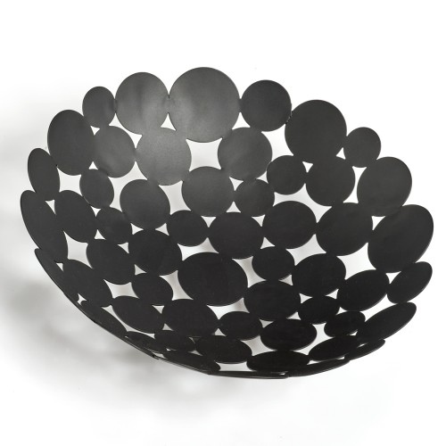 Obstschale, Metall, schwarz. Ø: 283 mm. Höhe: 85 mm.
