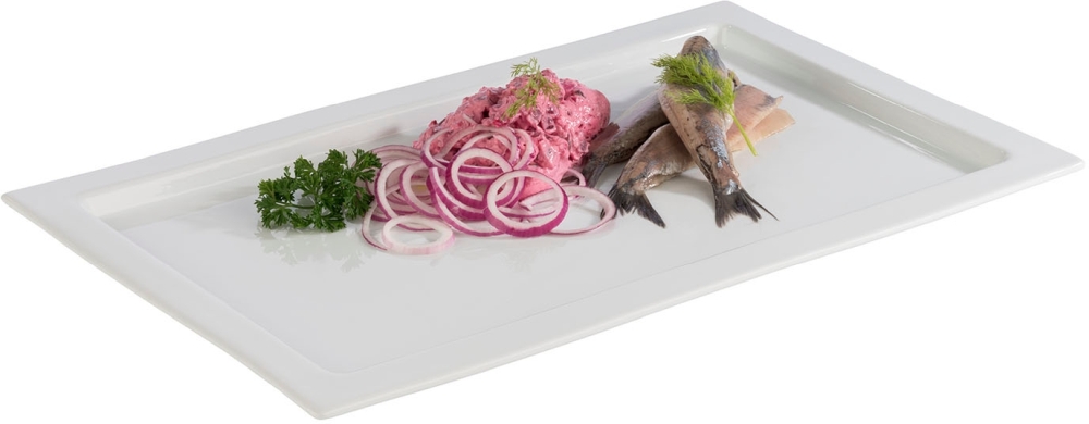 GN 1/1 Tablett -FRAMES- 53 x 32,5 cm, H: 2 cm Porzellan hitzebeständig bis 220°C spülmaschinengeeignet stapelbar