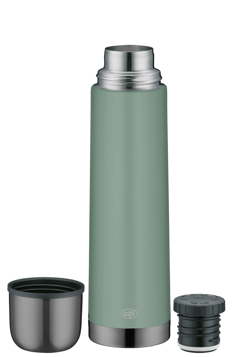 Isolierflasche Eco pastel forest 0,75 l; doppelwandiger Edelstahl lackiert; Premium-Isolierleistung hält 12 h heiß und 24 h
