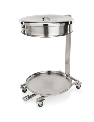 Müllbeutelhalter. Edelstahl. mit Fußpedal und Klappdeckel, 4 schwenkbare Rollen mit