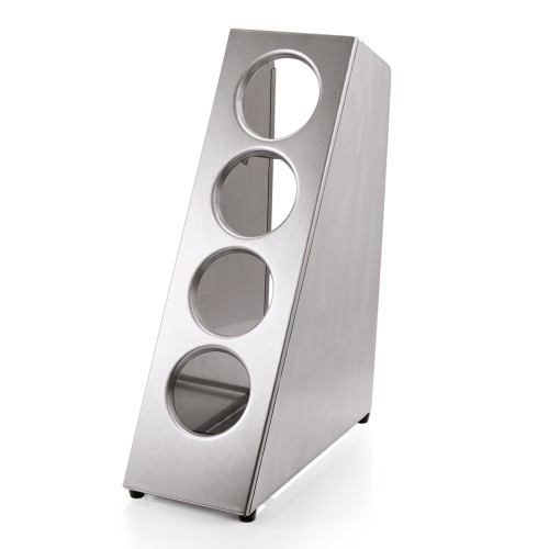 Besteckbehälter Tower, für 4 Besteckköcher. Material: Chromnickelstahl.