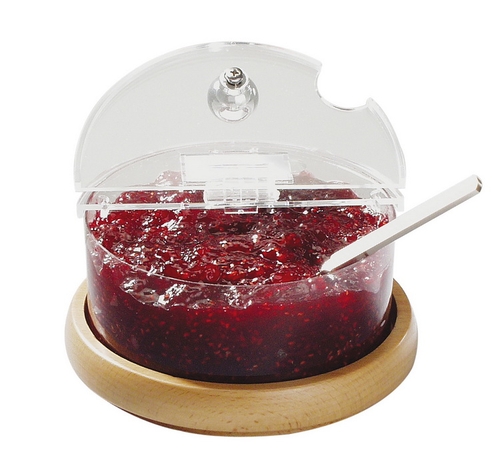 Kühlschale -TOP FRESH- Ø 14 cm, H: 9 cm, 0,6 Liter Set bestehend aus: - 1 Fuß aus Buchenholz - 1 Schale aus Polycarbonat - 1