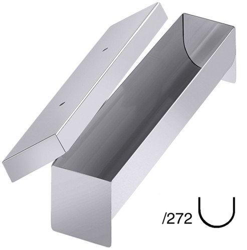 Pastetenform  mit Deckel (halbrunde Dachrinne) aus Edelstahl, hochglänzend, Materialstärke 0,9 mm, Bodenabstand ca. 1 cm,