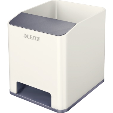 Leitz Stifteköcher WOW 9 x 10 x 10,1 cm (B x H x T) Polystyrol grau metallic/weiß