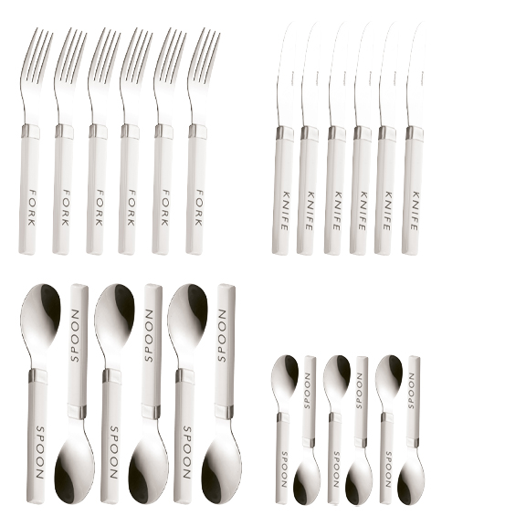 24-teiliges Besteck KENDRA aus Edelstahl 18/0, poliert, Messer aus Klingenstahl.