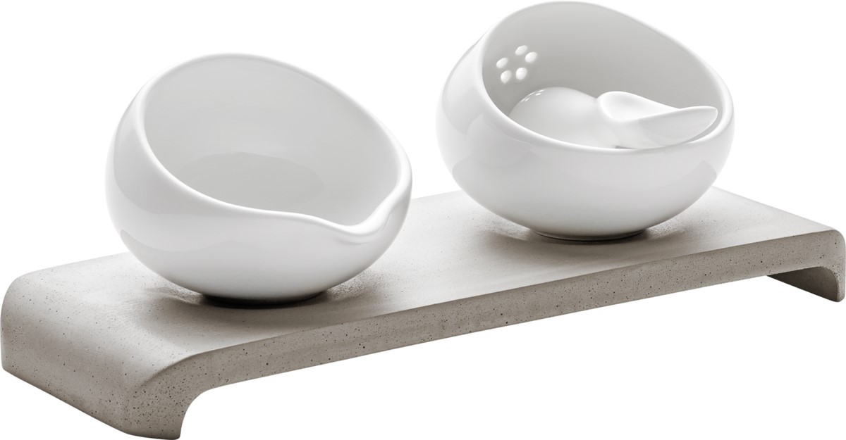 Schönwald Gewürzmenage Beton / Porzellan, Maß: 23 x 9,5 x 8 xm / 9 x 3,7 x 3,2 cm, Serie: Playground - Materialmix