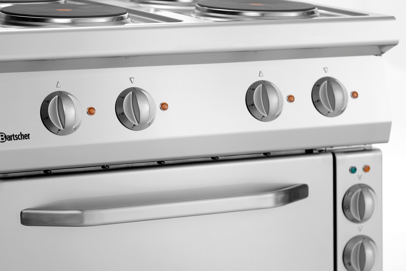 Bartscher Elektroherd 700, B800, 4PL, EBO |Inklusive: - | Maße: 80 x 70 x 85,0 cm. Gewicht:89,4 kg