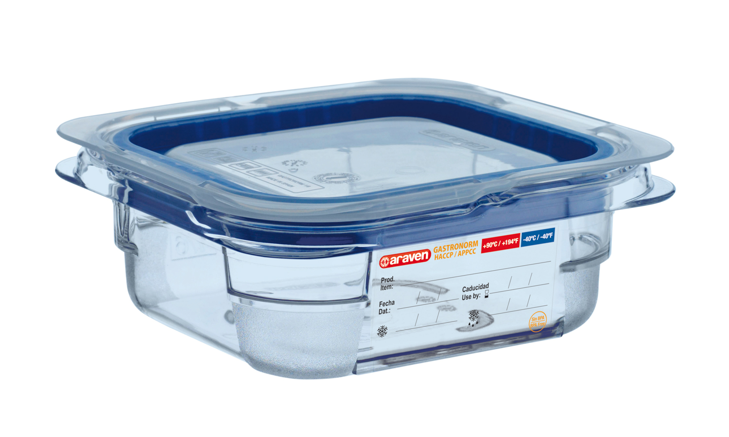 ARAVEN luftdichter Behälter mit Deckel GN 1/6 65mm Höhe und 0,75 Liter Fassungsvermögen, BPA-frei