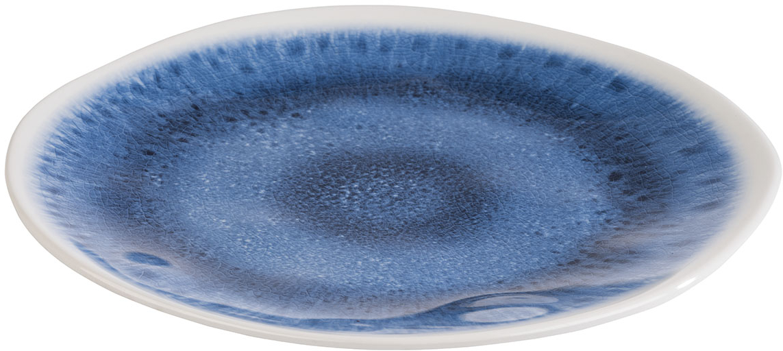 Teller -BLUE OCEAN- Ø 21,5 cm, H: 2 cm Melamin innen: Dekor, blau außen: weiß spülmaschinengeeignet stapelbar nicht