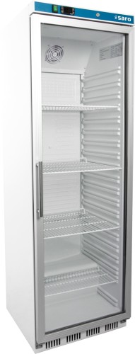 SARO Lagerkühlschrank mit Glastür - weiß, Modell HK 400 GD - Material: (Gehäuse) Stahl einbrennlackiert, weiß; (Innenraum) Kunststoff,