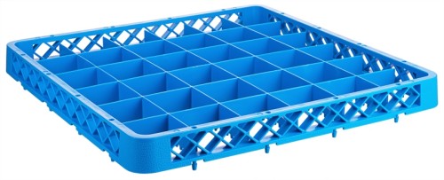 Erweiterungselement passend auf Geschirrspülkorb GLAS 2518/036 mit Facheinteilung aus hellgrauem Polypropylen, DIN 66075-F, (Abb. in blau!)