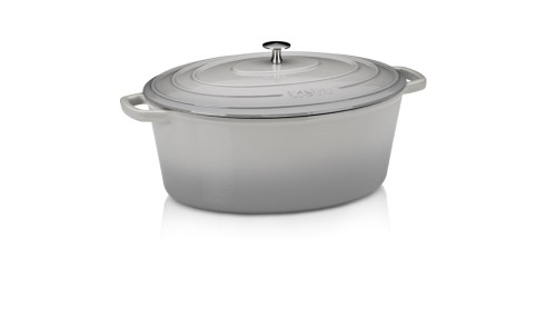 Kela Bräter Calido aus Gusseisen, hellgrau, ca. 360mm x 290mm x 150mm (L x B x H), Inhalt: 9,3 L