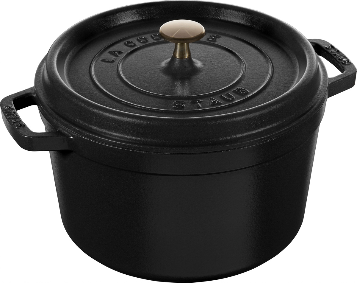 Cocotte, 24 cm, Schwarz, rund, Gusseisen, Serie: La Cocotte. Marke: Staub