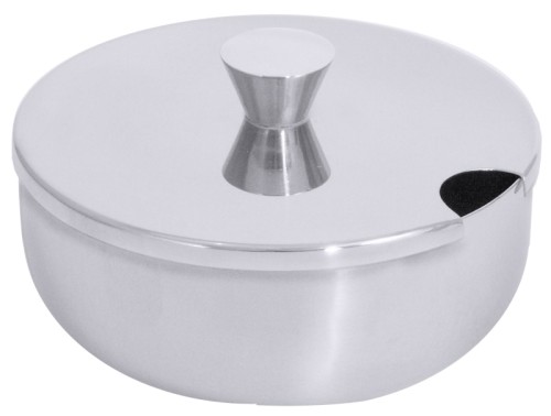 Geleedose aus Edelstahl 18/10, hochglänzend, Knopfdeckel mit Löffelausschnitt, schwere Qualität Volumen: 0,25 l, Durchmesser: 10