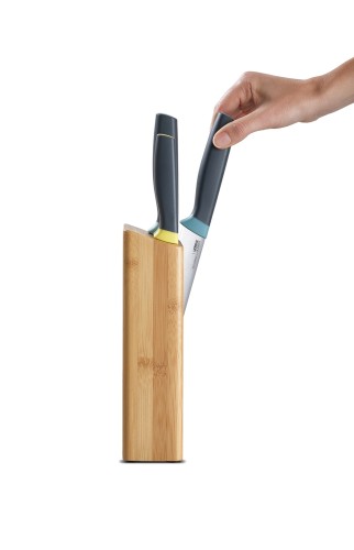 Joseph Joseph Elevate - 5-teiliges Messerset inkl. Messerblock aus Bamboo - mehrfarbige Griffe