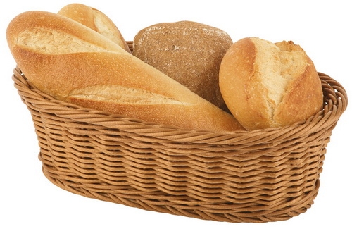 Tisch- und Buffetkorb, oval 28,5 x 17 cm, H: 8,5 cm Polypropylen, hellbraun -ECONOMIC- spülmaschinengeeignet bruchsicher