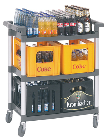 Bartscher Servierwagen TS "Adjutant" | Abstandzwischen den Borden: 300 mm | Maße: 83 x 41,5 x94,0 cm. Gewicht: 9,1 kg