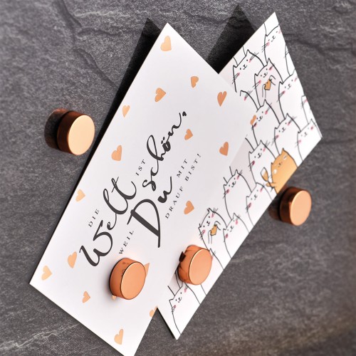 Magnet-Set, 4-tlg., extra stark, roségold. Ø: 23 mm. Höhe: 9 mm.