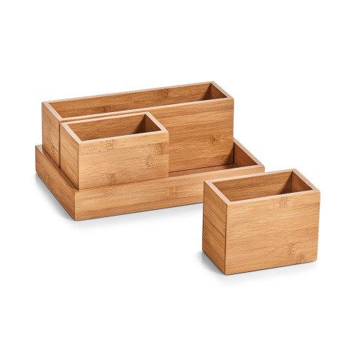 Organizer, Bamboo lackiert; HDF beschichtet, 28x17,7x11 cm. Farbe: natur. Dieses praktische Organizer-Set ist ein wahres Ordnungstalent. Das