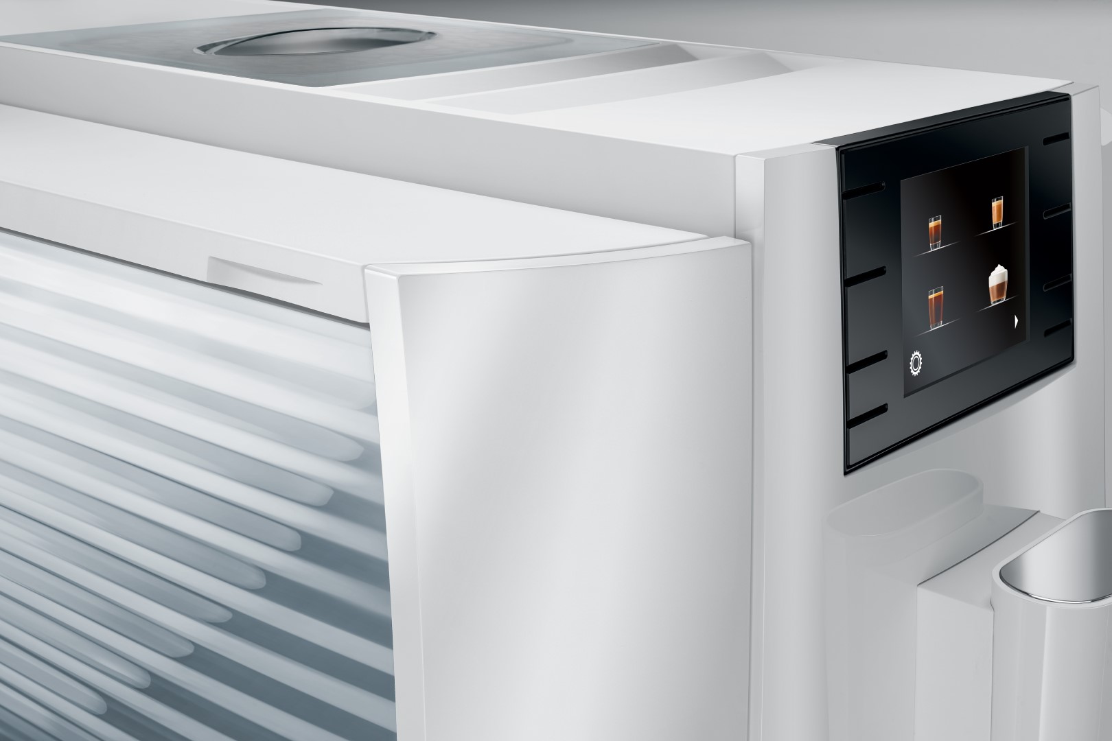 Kaffeevollautomat E8 Piano White, 1,9 Liter Füllmenge Wassertank, Breite 28cm, Höhe 35,1cm, Tiefe 44,6cm