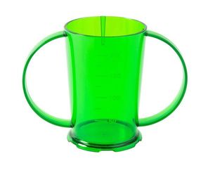 Roltex Trinkbecher mit 2 Henkeln und 250 ml Füllvermögen, BPA-frei, in transparentem grün