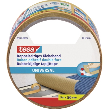 tesa® Klebeband Universal 50 mm x 5 m (B x L) beidseitig klebend Polypropylen weiß